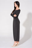 Flowing Knit Dress with Drape Neckline and Raw Sleeves
