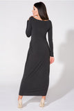 Flowing Knit Dress with Drape Neckline and Raw Sleeves