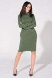 Knit Dress with Chimney and Seam Pockets