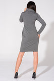 Chic Knit Dress with Pockets and Raw Hem Details