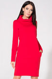 Knit Dress with Chimney and Raw Hem Details