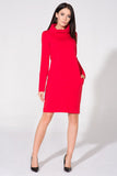 Knit Dress with Chimney and Raw Hem Details