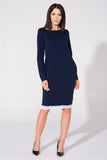 Knitted Sweatshirt Dress with Lace Trim and Bow Detail