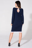 Knitted Sweatshirt Dress with Lace Trim and Bow Detail