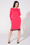 Knitted Sweatshirt Dress with Lace and Satin Bow Detail
