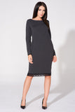 Knitted Sweatshirt Dress with Satin Bow and Lace Trim