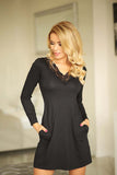 Elegant Lace-Trimmed Viscose Nightdress with Pockets