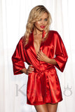 Elegant Satin Chemise with Kimono Sleeves and Belt