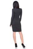 Soft Knitwear Dress with Draped Neckline and Long Sleeves