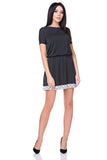 Elegant Knit Dress with Deep Back Neckline and Lace Trim