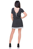 Elegant Knit Dress with Deep Back Neckline and Lace Trim