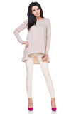 Shiny Gold Thread Knit Tunic with Extended Back and Welt Sleeves