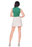 Eco-Leather Trapeze Skirt with Decorative Quilting