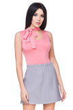 Eco-Leather Trapeze Skirt with Quilted Detail