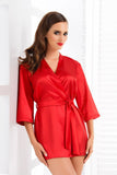 Elegant Italian Satin Classic Robe with 3/4 Sleeves