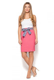 Charming Smooth Fabric Skirt with Decorative Sash Belt