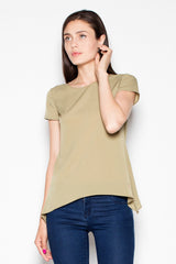 Airy Blouse with Extended Sides for Effortless Style - green / S