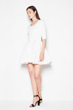 Feminine Flared Bottom Foam Dress with 3/4 Sleeves