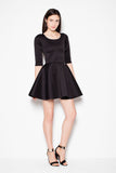 Feminine Flared Bottom Foam Dress with 3/4 Sleeves