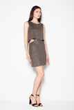Chic Cut-Out Sleeveless Dress in Soft Suede-Like Fabric