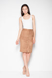 Stylish Midi Pencil Skirt with Decorative Button Detail