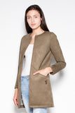 Classic Unbuttoned Coat with Decorative Topstitching