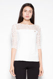 Chic 3/4 Sleeve Blouse with Transparent Spot Design