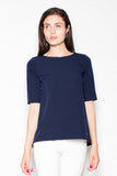Elegant Asymmetrical Short Sleeve Blouse with Cut-Out Back