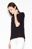 Asymmetrical Cut Short Sleeve Blouse with Back Cut-Out