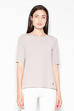 Elegant Asymmetrical Cut Short Sleeve Blouse with Cut-Out