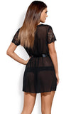 Elegant Lace & Sheer Gown with Alluring Thong Set