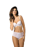 Elegant Glitter Lace Padded Bra with Satin Bow Detail