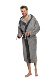 Cozy Hooded Robe with Pockets and Stylish Contrast Piping