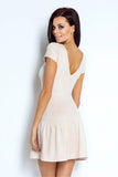 Elegant Suede-Look Dress with Frill and V Back Design