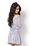 Sporty Cotton Mini Dress with Wide Frill and Drawstring