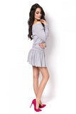 Sporty Cotton Mini Dress with Wide Frill and Drawstring