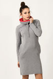 Colorful Sporty Dress with Side Slit Pockets and Chimney Neckline