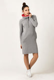 Colorful Sporty Dress with Side Slit Pockets and Chimney Neckline