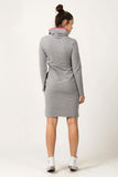 Colorful Sporty Dress with Side Slit Pockets and Chimney Neckline