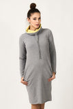 Sporty Knitted Dress with Side Pockets and Chimney Neckline