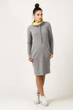 Sporty Knitted Dress with Side Pockets and Chimney Neckline