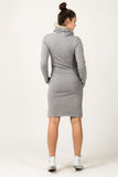 Sporty Knitted Dress with Side Pockets and Chimney Neckline