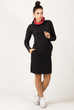 Sporty Knitted Dress with Slit Pockets & Chimney Neckline