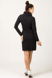 Sporty Knitted Dress with Slit Pockets & Chimney Neckline