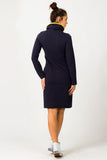 Colorful Sporty Dress with Slit Pockets & Turtleneck Style