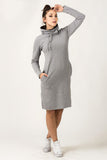 Sporty Knitted Dress with Side Pockets and Chimney Neckline