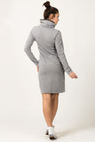 Sporty Knitted Dress with Side Pockets and Chimney Neckline