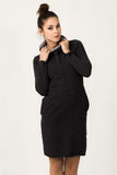 Sporty Knit Dress with Side Pockets and Turtleneck Effect