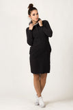 Sporty Knit Dress with Side Pockets and Turtleneck Effect