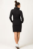 Sporty Knit Dress with Side Pockets and Turtleneck Effect
